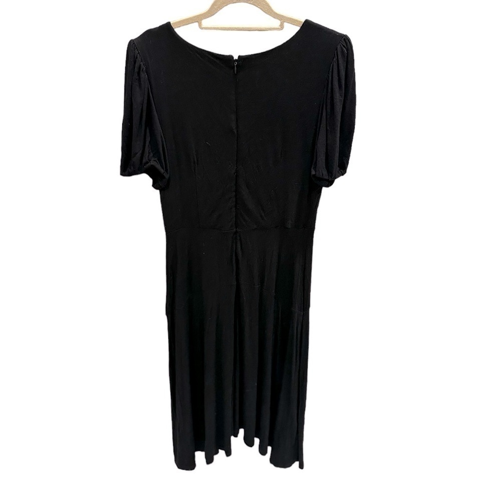 Loft Women's Size 6 Fit & Flare Dress Black Solid Mid Calf Formal Rayon - Picture 2 of 3